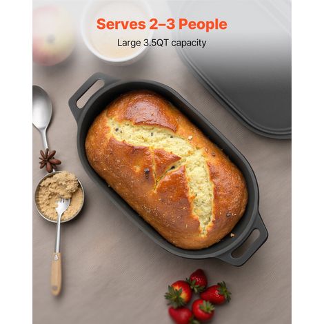 Cocotte en fonte 3,31 L, marmite émaillée avec couvercle et deux poignées, robuste et durable, pour les fours à induction jusqu'à 2… (1/5)