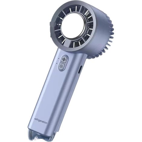 Mini ventilateur USB rechargeable 3 vitesses silencieux compact bleu (1/5)