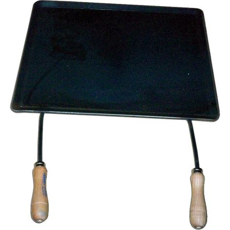 FPLUS plancha asar acero 4 mm con 2 mangos de madera 40 x 33