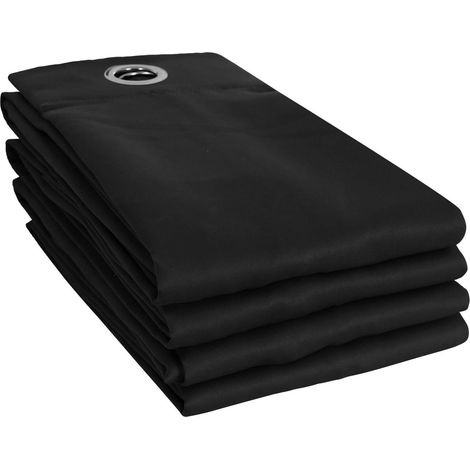 Lot de 4 rideaux à œillets occultants unis petite hauteur 140 x 180 cm - Noir (1/5)
