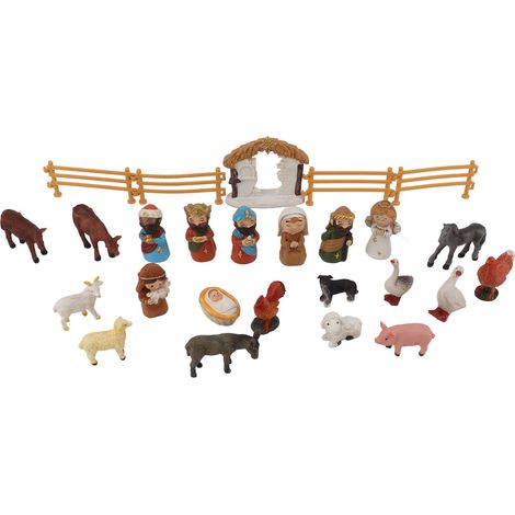 Calendrier de l'Avent 2023 Enfant Garçon Fille Scène de Nativité en Résine Jouets de Noël à Compter Cadeaux de Noël et Chaussettes (1/5)