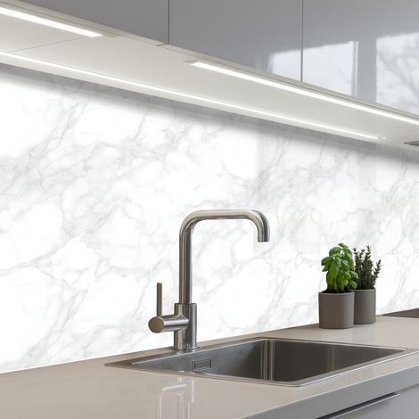 SCHIENALI CUCINA Minimalista - Bianco - Grigio venato 150x60 cm