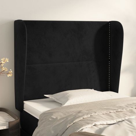 Tête de lit avec oreilles-Panneau de lit avec oreilles Noir 103x23x118/128 cm Velours 240467 (1/5)