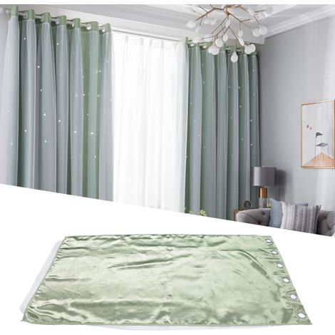 Rideaux transparents à double épaisseur et motif étoiles ajourées, parfaits pour les chambres et les salons romantiques de style princesse, rideaux tendance prêts à poser verts avec motifs étoiles ajo (1/5)