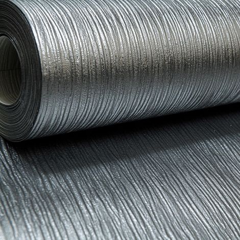 Plain Cassiel Textured Metallic Silver Charcoal Shimmer Free Match Wallpaper (1/3)