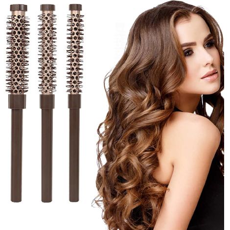 Small Round Hair Dryer Brush Set of 3 with Aluminum Tube for Quick Styling, Volume and Gentle Care of Short to Medium Hair, Suitable for Men and Women (1/5)