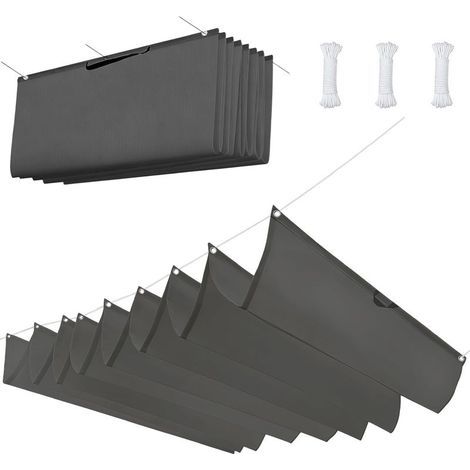 Rétractable Vague Toile-Ombrage 1x2 m Imperméable, Rectangulaire, Protection UV Solaire, Indéchirable, Pergola de Rechange, avec Œillets, Corde pour Patio Extérieur, Gris Foncé (1/5)