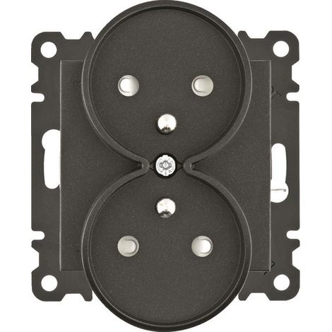 Lumina Doppelsteckdose mit Erdung und Kontaktabdeckung 16A/250VAC schwarz WL1343