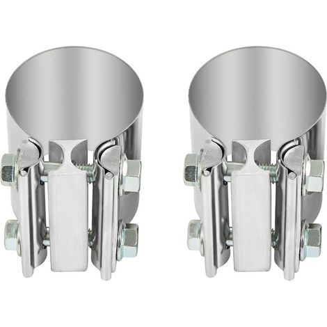 Collier echappement 2,5 pouces (64.1mm),connecteur bout à bout virole de serrage échappement en acier inoxydable 2 pièces (1/5)