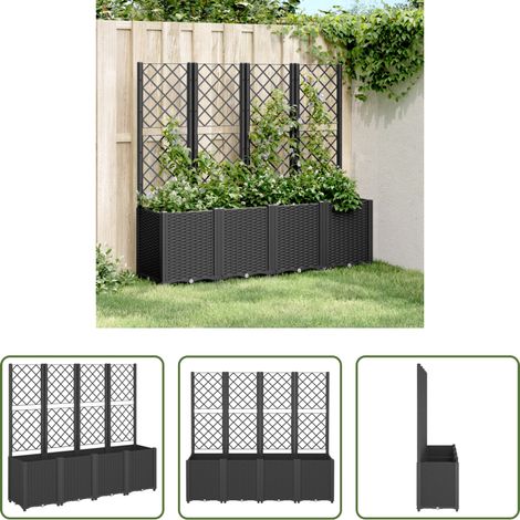 Spalier - Pflanzkübel mit Rankgitter Schwarz 160x40x140 cm PP (1/5)