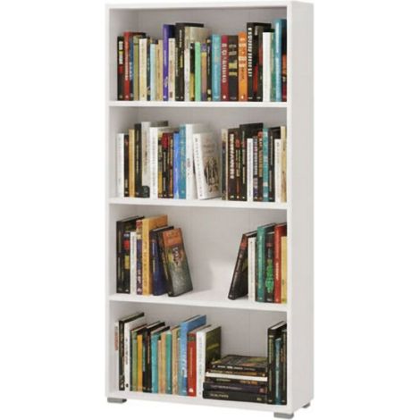 Libreria Prisco, Biblioteca 3 Ripiani, Installazione a Terra, Sfumatura Colore Struttura Opaco, 70x24.5x142h cm Bianco Opaco