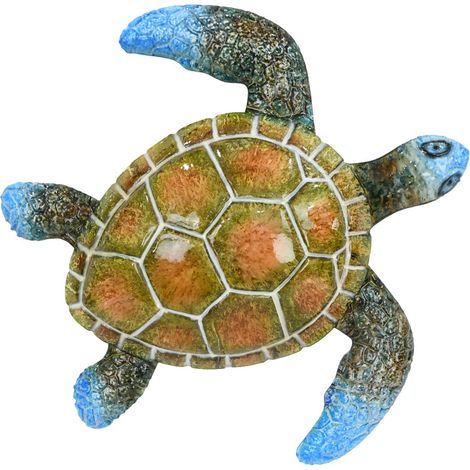 Tortuga de pared de metal verde oliva y azul 54 cm (1/5)