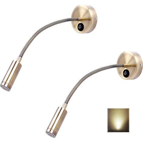 Lot de 2 lampes de chevet LED pour chambre à coucher - Applique LED flexible bronze, spot orientable, 4000 K (1/5)