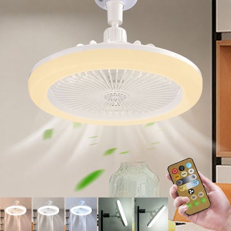 HEMVOR ventilateur de plafond compact avec lumière LED dimmable Ø 25 cm, culot E27, télécommande, 3 températures de couleur, jaune