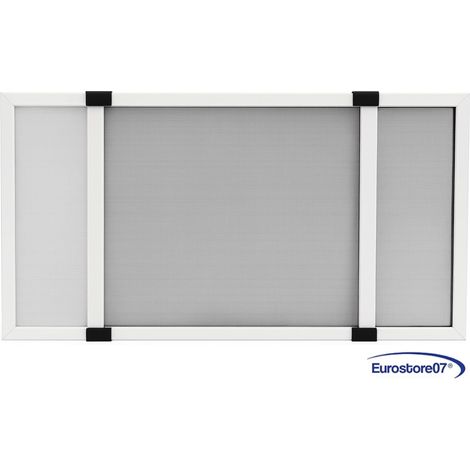 ZANZARIERA ESTENSIBILE IN FIBRA TELAIO ALLUMINIO bianco  rete grigia cm.100x75h.