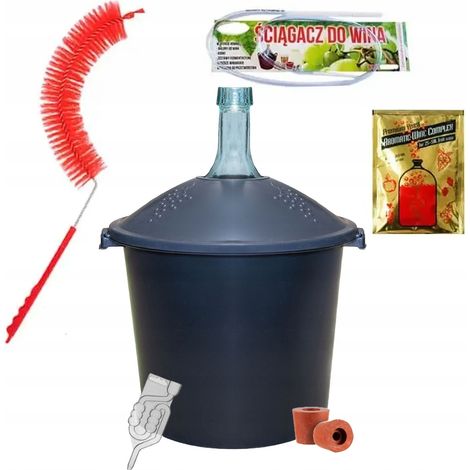 CARTUCHO DE VINO DE 25 L en cesta SET Corcho Tubo Cepillo Espátula Levadura