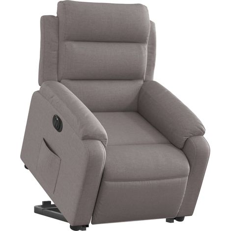 Poltrona relax TV con comodissima funzione di sollevamento elettrico in tessuto tortora DEC028582
