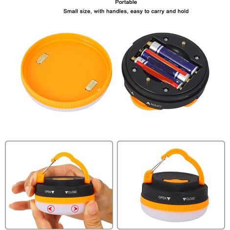 Lampe de tente LED en ABS, 5 modes d'éclairage, étanche, lampe de camping d'urgence à suspendre pour l'extérieur, type à piles, orange (ronde) (1/5)