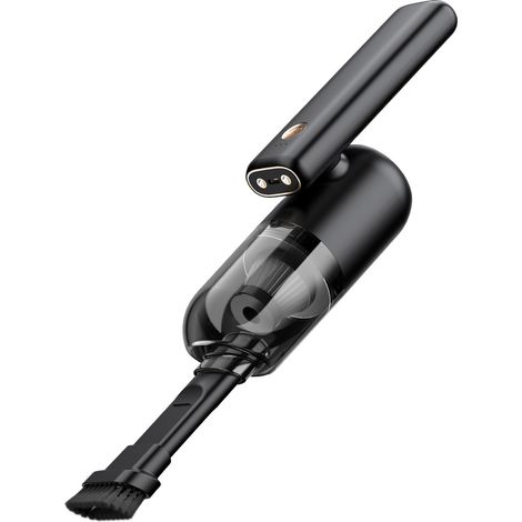 Akku-Staubsauger mit LED-Licht für Auto, Mini, Haushalt, hohe Saugkraft (schwarz)