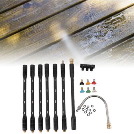 Ensemble de Tiges d'Extension en Acier Inoxydable pour Nettoyage Haute Pression 6m - Nettoyage Toit et Façade avec Protection Noire- (1/5)