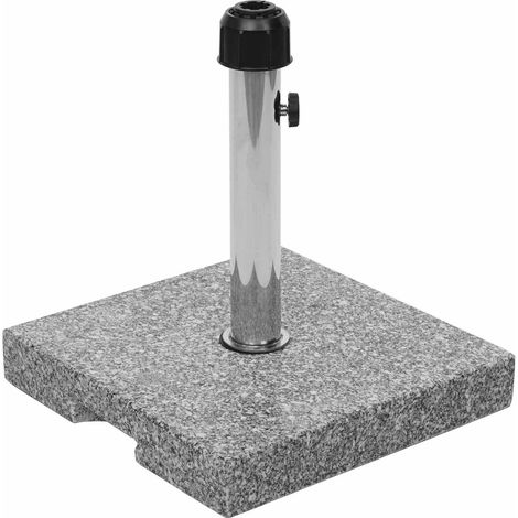 Porte-parasol HWC-F92, support pour parasol, granit 23kg, gris, anguleux (1/4)