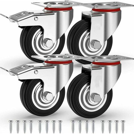 Möbelrollen 75 mm 200 kg, Lenkrollen mit Bremse, Industrierollen für den Transport (1/5)