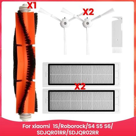 Pièces de rechange pour aspirateurs Xiaomi 1S, Roborock S4, S5 et S6, SDJQR01RR et SDJQR02RR : brosse latérale principale et filtre HEPA