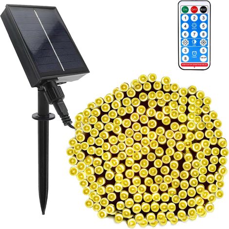 Solar Lichterkette Außen Warmweiß -20M 200 LED Lichterkette Aussen Solar und USB Aufladbar mit Fernbedienung, 8 Mode, Wetterfest, für Outdoor Gartern Terrasse Balkon Deko (1/5)