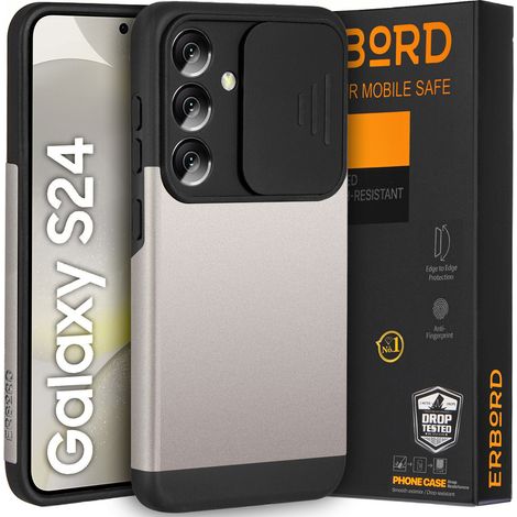 Custodia per Samsung Galaxy S24, erbord CamProtect, grigio canna di fucile (1/5)