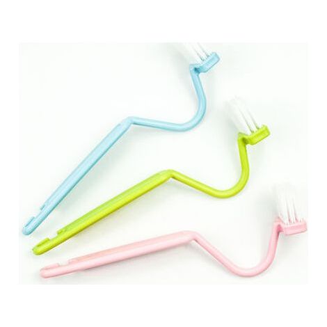 20,3 cm gebogene, V-förmige Toilettenbürste aus Kunststoff zur Reinigung von Toilettenecken (blau, grün, rosa, 3er-Pack) (1/5)