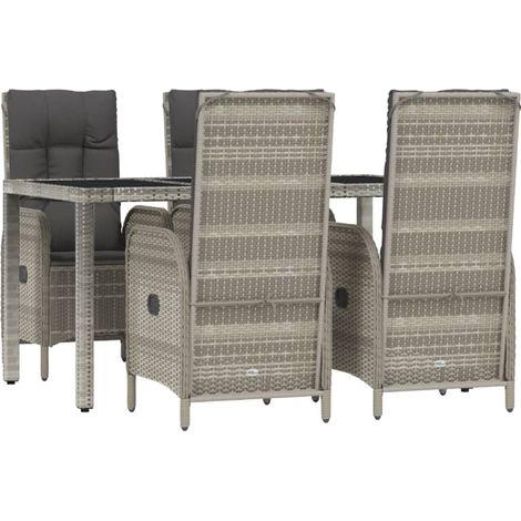 Set da pranzo da giardino per mobili da esterno 5 pezzi con cuscini grigi 020013720