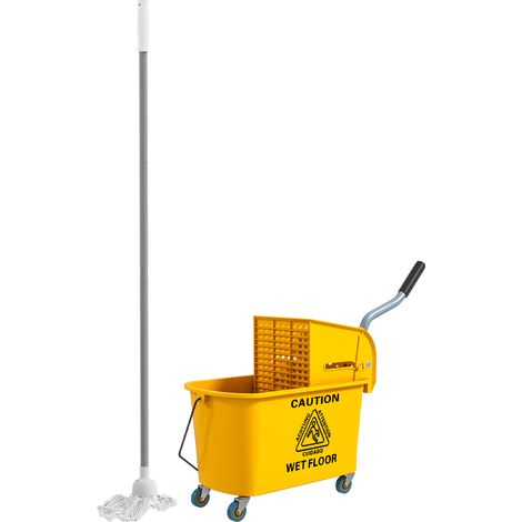 Chariot de nettoyage 20 L, chariot de nettoyage avec presse et balai, seau avec balai et rouleau