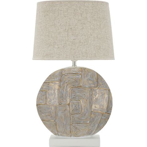 Lampada da tavolo Eclips in resina con motivo geometrico e paralume in tessuto Ø 38 cm (1/5)