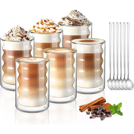 ecooe 6er Set 350ml Doppelwandige Kaffeegläser Latte Macchiato Teegläser (1/5)