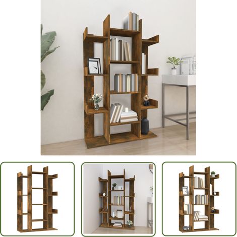 The Living Store Bücherregal Räuchereiche 86x25,5x140 cm Holzwerkstoff - Buche Regal - Holzmöbel - Wohnraumgestaltung - Bücherständer - Regal (1/5)