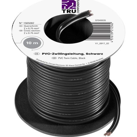 TRU COMPONENTS 1565082 Litze 2 x 0.75 mm² Schwarz 10 m