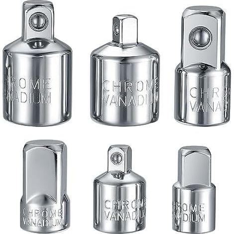 Adapter Satz, 6-tlg Stecknussadapter Set, Stecknuss Adapter, Stecknuss-Adapter für Ratschen, Nuss, 1/4" auf 3/8", 3/8" auf 1/4", 3/8" auf 1/2", 1/2" auf 3/8", 1/2" auf 1/4", 1/4" auf 1/2"