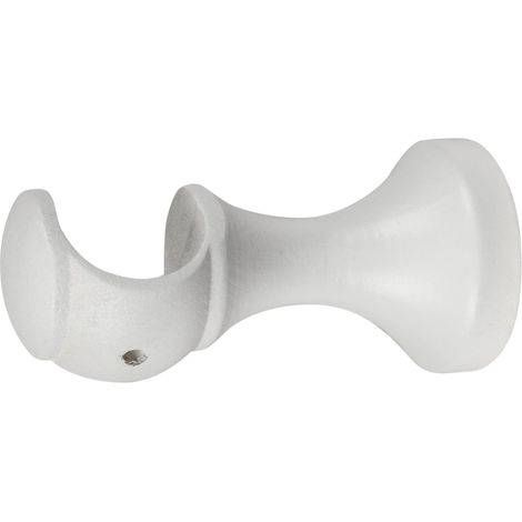 1 supporto monoblocco aperto da 8 cm per bastone legno diametro 28 mm - bianco