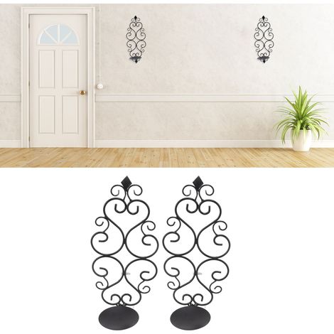 Porte Bougies Murale en Fer Noir Élégant Classique pour Salon Chambre (1/5)