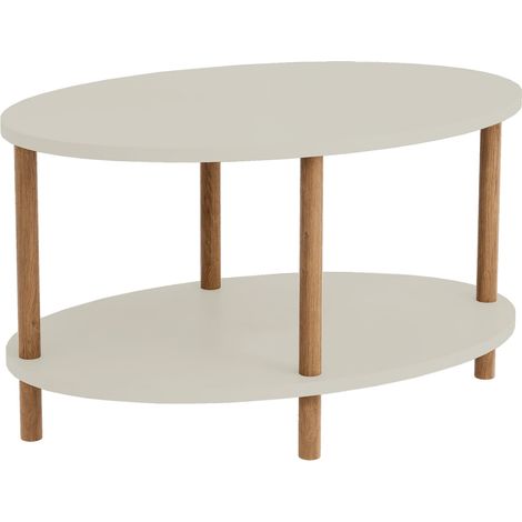 Tavolino da caffè ovale consolle laterale 43 x 70 x 44 cm greige naturale 030010827