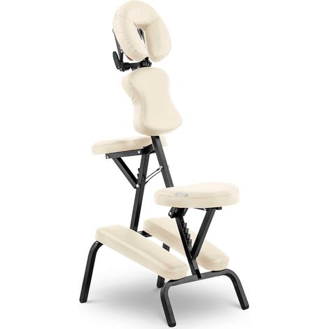 Sillón de masaje profesional portátil y plegable con asiento (estructura: acero tapizado: PVC capacidad: 130 kg bolsa incluida) beige 140007736 (1/5)