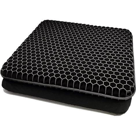 Chair Cushion, Breathable Gel Cushion, Anti-Decubitus Cushion, Pressure Relief Orthopedic Support with Non-Slip Lining for Car/Office/Home/Wheelchair (Black) (1/5)