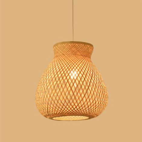 Suspension en bambou tressé à la main, luminaire suspendu en bambou naturel tressé, lampe japonaise moderne et distinctive pour îlot de cuisine ou salon (1/5)