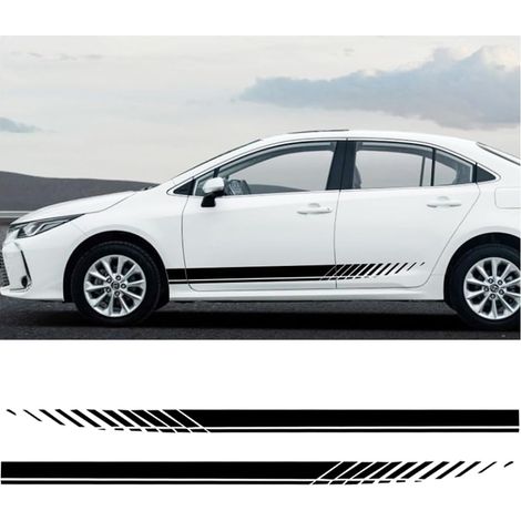 2 Pièces Autocollant De Voiture Jupe Latérale De Voiture, Pare-Chocs Stripe Decal Véhicules, Autocollants Latéraux De Bricolage Garnis, Modifié Decal Décoration Pour Voitures SUV(Noir) (1/5)