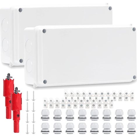 Boîte de Dérivation Étanche Exterieur,2 Pièces Boîte de Jonction Étanche IP65 20107cm,Boite de Derivation Electrique,Boîte de Connexion Electrique Exterieur pour Sol Humides Projets de Bricolage (1/5)