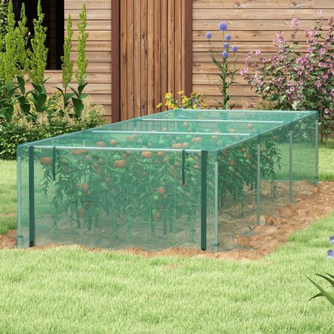 Rete di protezione per piante e ortaggi, con porta a cerniera, struttura in acciaio, 125x125x62,5 cm, verde/argento