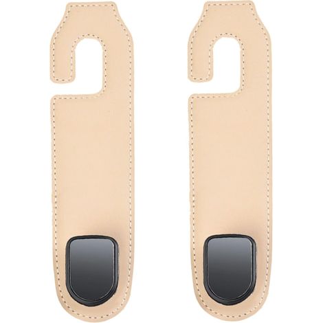 2er-Pack Universal-Aufbewahrungshaken für die Autositzlehne aus Leder, Kopfstützen-Organizer für Geldbörse, Regenschirme, Einkaufstüten, Beige