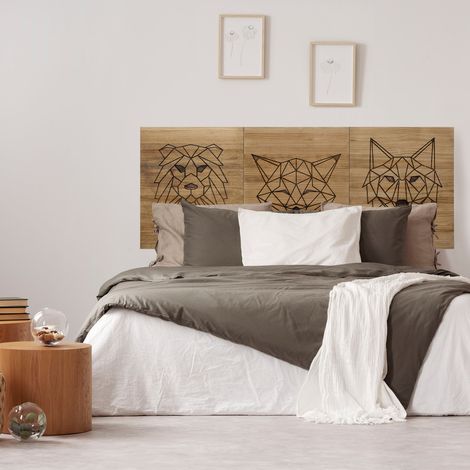 Cabecero Tríptico Animales Espirituales ECO 150x59 en madera maciza de pino acabado vintage Box Furniture (1/5)