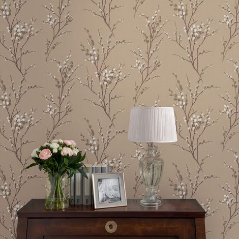 Papier peint intissé Laura Ashley Branches Pussy Willow Natural 1005 x 52cm Beige (1/5)
