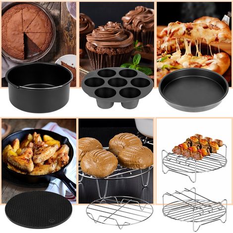 Wolketon 12 Pezzi Accessori friggitrice ad aria 7 zoll Accessori per friggitrice ad aria Compatibile per forno, microonde Accessori in silicone